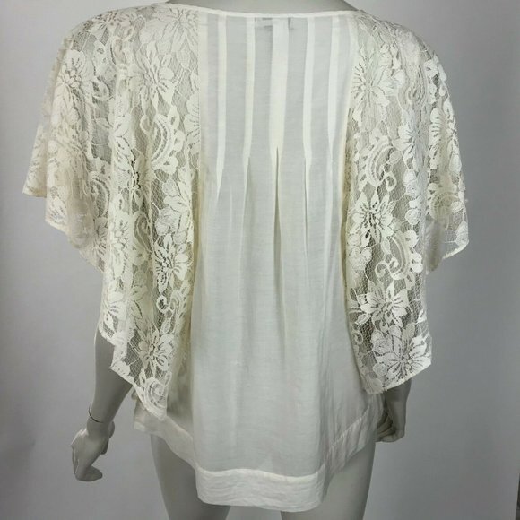 Joie Joyce Top Silk Blend Voile Lace Sleeve Blouse - Picture 3 of 8